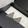 Triangle Pattern Ear Stud Letter Printed Charm Chic Design Silver Plated Earring Shiny Diamond Inlay Stud