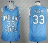 최고 품질의 자수 #34 Paul Pierce Jerseys 흰색 녹색 Indiana State Sycamores 33# Larry Bird Jersey 20# Ray Allen 5 Kevin Garnett jerse