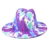 Femmes tie dye grand bord panama chapeaux hommes extérieur impression hip hop cowboy cowgirl 2021 fedora chapeau sombreros de mujer