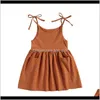 Clothing Baby, Kids & Maternity2-5Y Toddler Summer Slip Dress Baby Casual Sleeveless Solid Color Tie Up One-Piece With Pocket Holiday Sundre