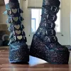 Buty Gothic punk platforma damska Krótki pasek klamry w kształcie serca