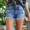 Kvinnlig mode sommar sexig hög midja tofs hål denim shorts kvinnor casual franse frayed rippade jeans perfekt för dagliga slitage kvinnor