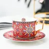 Light Luxury British Ceramic Coffee Mug European Small Cup & Saucer Set Home Breakfast Afternoon Flower Tea Gift Mugs