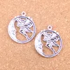 46pcs Antique Silver Bronze Plated circle moon angel Charms Pendant DIY Necklace Bracelet Bangle Findings 31*26mm