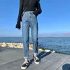 Harem jeans mamma för kvinnor vintage lös hög midja stretch blå denim kvinnors pojkvän byxor femm streetwear 210514