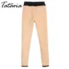 Tataria hög midja jeans för kvinnor mager varm tjock kvinna elastisk stretch kvinnlig sammet penna byxor avslappnad 210514