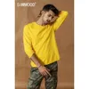 Simwood 2021 Vår vinter Ny långärmad Solid T-shirt Män Raw Roll Hem T-shirt Textur Kvalitet 100% Bomull Tops Si980585 Y0322