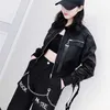 European Streetwear Coat Femme Automne Moto Jacket Casual Bomber Armée Black Zipper Femme 210531