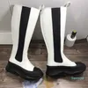 Mulheres Botas de joelho designer Bottle Bottle Platform Sapatos de couro reais