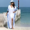 Kaftan Beach Cover Up Summer Women Wear Cotton Tunic Oversize Bikini Cover-Ups Robe de Plage Sarong # Q887 210722