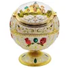 Windproof Ash Tray Vintage Zinc Alloy Flower Pattern Globe Cigarette Ashtray Lid Tabletop Portable Home Decor Ashtrays 210902