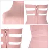 Bandageklänning Elegant Mode Sexig Bodycon Dam Ärmlös Mini Vestido 210515
