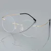 Óculos de presbiópia sem aro óculos anti-azul unisex titanium liga sem moldura lendo homens mulheres prescrição miopia espetáculo espetáculo óculos de sol