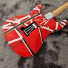 Striped Custom Art Series Chavell Black Red White Black Electric Gitarr med öppen typ Zebra Pickups Maple Fretboard