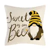 Cartoon animation pillows case bee festival polyester linen pillowcase European and American summer home decoration pillow cushion cover 45*45cm