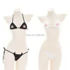 Bikini sexy petites tasses sexycute chat patte impression sous-vêtements convient à une large gamme de tailles coton noir blanc micro lingerie y0911