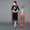 Etnische kleding Chinese stijl dames cheongsam mandarijn kraag jurk elegante borduurwerk bloemen slanke qipao herfst fluwelen aodai vintage