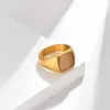 Bröllopsringar Fashion Rostfritt stål Square Ring Par Män och kvinnor Trendiga Simple Punk Jewelry Gift 10135