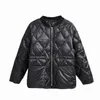 Hiver femmes Parka col rond fermeture éclair court blanc duvet de canard manteau décontracté femme poche noir chaud neige veste Outwear 210430