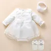 아기 소녀 생일 웨딩 드레스 옷 유아 꽃 여자 christening bowknot 신발을 가진 침례 드레스 nb-12months 여자의