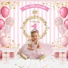 パーティーデコレーション1歳の誕生日の背景ピンクの幸せなベビーシャワーサプライ品の子供のプロフィール