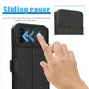 Slide Camera Lens Protector Wallet Étuis de téléphone en cuir pour Iphone 12 Mini 11 Pro Max XR XS 7 8 plus Samsung S20 S21 Ultra Note 20 A52 A72 Shockrpoof Flip Stand Cover