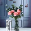 Presentes para mulheres 5 peças de flores artificiais de rosa de alta qualidade com toque real flor de rosas para decoração de casa festa evento arranjo de flores de casamento