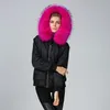 Lavish Rose Roscoon Furs Trim Trument Hood Party Snow Parka Meifeng Brand Brand Brabine Burn Clined черный бомбардировщик нейлоновая куртка