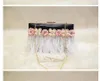 2022 Borsa da donna creativa in pelle PU nera con fiore di piume piccola borsa quadrata a tracolla con catena borsa a tracolla in stile creativo 04