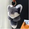 Huge Real Rex Rabbit Fur Keychain Monster Pompom Doll Keyring Bag Car Charm Pendant Fox with Metal Claw225Z