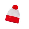 Chapéu de inverno de malha de duas cores gorro de natal vermelho pom pom gorro de lã malha branca pura gorros de caveira grossos desleixados halloween patchwork esportes ao ar livre chapelaria