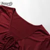 V-neck Tie Front Drawstring Bodysuits Women Fashion Summer Short Sleeve Female Slim Fit Solid Bodysuit For 210510
