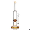 Glass Tube Bong UFO percolator Straight Hookah bongs 13.8" Tall Heady Water Pipes Oil Rigs Bubbler Smoking Pipe Thick