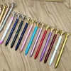 19 Colors Creative Crystal Glass Kawaii Ballpoint Pens Girl Lady Ring Big Gem Ball Pen With Large Diamond Fashion School Office