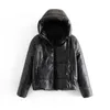 Wixra Womens Jacket Mode Loose Hooded Parka Jacka Solid Varm Black Coat Ladies Streetwear Vattentät Parkas Höst 211007