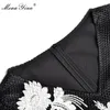 ファッションデザイナー滑走路ドレス春夏の女性のドレス花刺繍パッケージお尻の人魚のドレス210524