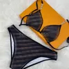 Classic Print Swimwear Luxury Double Alphabet Beachwear Women Letter Halter Swimsuit Lady Sexy Backless Bathing Suit