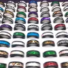 Whole 100PCs Lot Top Mens Womens Band Stainless Steel Rings Fashion JewelryVariety of Patterns Mixed Colors Party Jewelry Silv254D