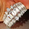 Fashion Princess Claw Set Cut White Cubic Zirconia Wedding Rings Silver Color Engagement Party Leaves Gift Ring