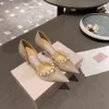 Eleganta brudbröllopskvinnor Sandaler Skor Aurelie Pumps Lady Sandals Pearls Strap Luxury Brands Pekade Toe High Heels Kvinnor går med lådan, EU35-42