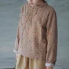 Johnature Kadınlar Kalın Gömlek Vintage Baskı Çiçek Standı Bluzlar Bahar Düğmesi Uzun Kollu Çin Tarzı Kadın Gömlek 210521