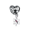 Adatto per braccialetti Pandora con ciondoli in argento europeo perline Cartoon Love Jigsaw Puzzle ciondolo a forma di cuore catena di serpenti fai da te per gioielli da donna con collana braccialetto