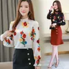 Autumn Fashion OL Women Shirts Elegant Printed Shirts Long Butterfly Sleeve Women Blouses and Tops Plus Size 6694 50 210527