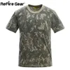 夏の迷彩コットンTシャツの男性のミリタリークイックドライOネックカモティー、通気性半袖戦術的な軍隊の戦闘TシャツY0323