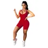 Frauen einfarbig dünne Strampler Mode Trend Ananas Stoff U-Ausschnitt ärmellose Tops Shorts Designer weibliche Sommer Sport Yoga Casual Jumpsuits