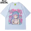 Mężczyźni Hip Hop Streetwear T Shirt Sexy Anime Girl Illusion Print Tshirt Summer Krótki Rękaw T-shirt Harajuku Bawełna Luźne Topy Tees 210322 \ t