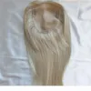 15x17cmヘアトッパーバージンヨーロッパの人間の髪のブロンドヘアピースモノベースハイライトQuality Toupee Topper for Women3589008
