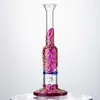 Heady Glass Bongs 빗 퍼크 봉 물 담뱃대 매력 보라색 스트레이트 튜브 오일 Dab rigs 14mm 여성 관절 물 파이프 흡연 물 WP533