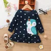 Abiti da ragazza Neonate Autunno Simpatico cartone animato Casual Manica lunga Bambino Bambini Moda Stampa DOT Gonne a trapezio Abito con volant per bambini