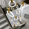 Loft tak ljuskrona modern hängande ljus dekorativ LED lampa hem vardagsrum Nordic stil trappa ljus dekoration